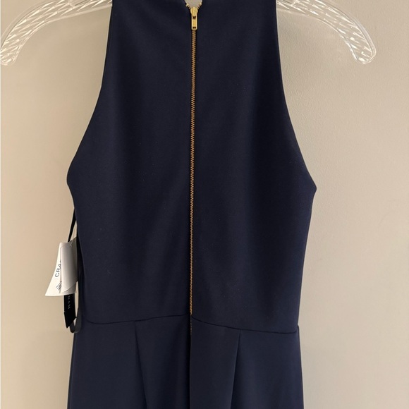 New Betsy and Adam Arielle Ruffle Tier Scuba Crepe Dress Navy Sz 2 - Picture 7 of 12